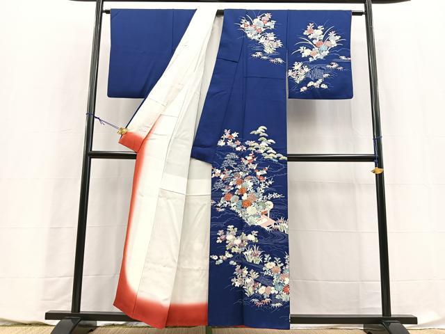 平和屋着物■訪問着 駒刺繍 流水風景花文 金彩 正絹 逸品 BAAY5790yc
