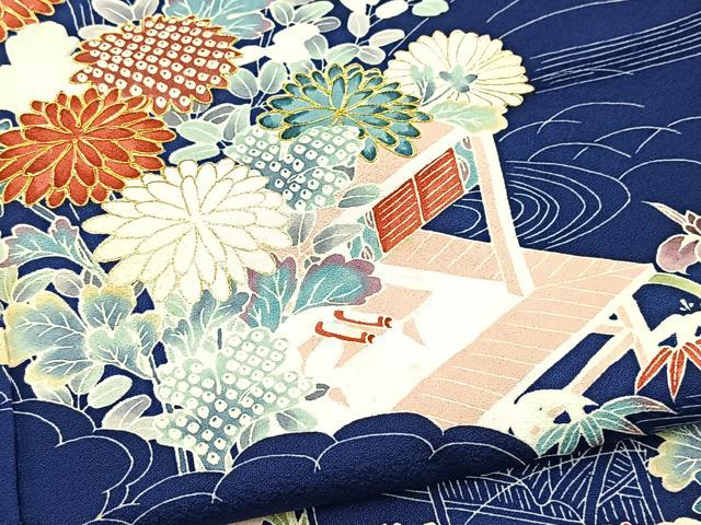 平和屋着物■訪問着 駒刺繍 流水風景花文 金彩 正絹 逸品 BAAY5790yc