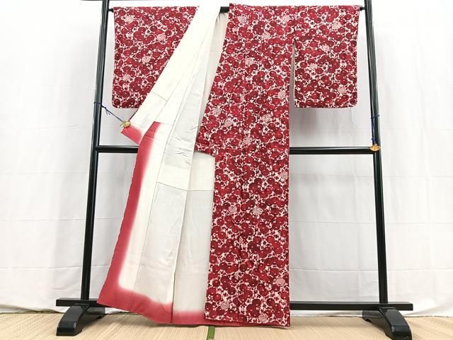 平和屋着物■上質な小紋 絞り 万寿菊文 正絹 逸品 未使用 BAAY5792yc