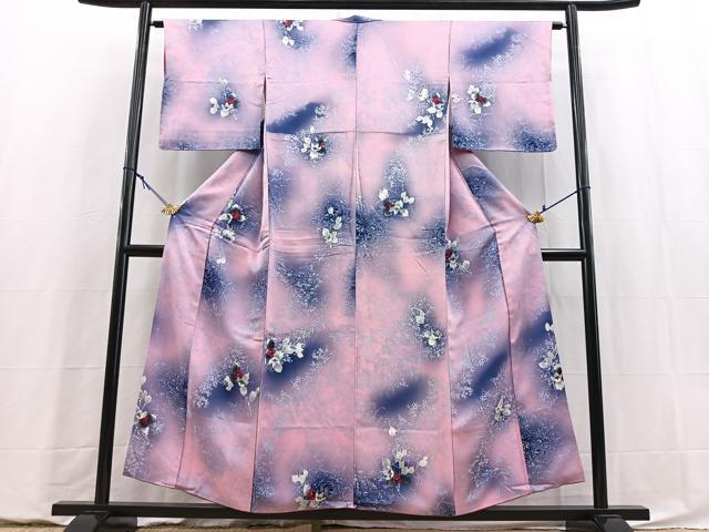 平和屋着物■上質な小紋 舞花文 暈し染め 正絹 逸品 BAAY5794yc