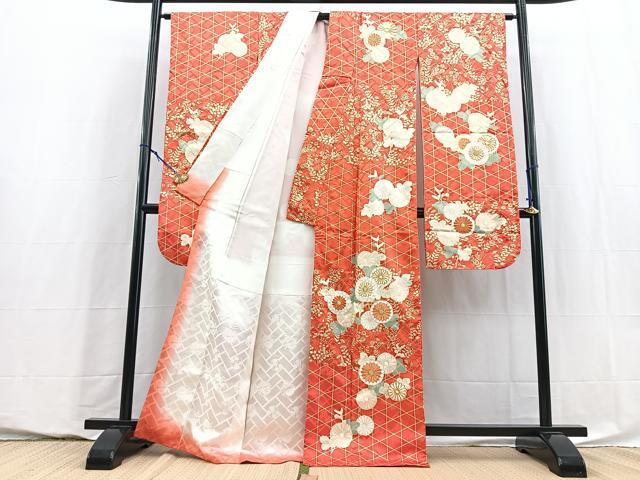 平和屋着物■豪華振袖 駒刺繍 籠目草花文 金彩 正絹 逸品 BAAY5795yc