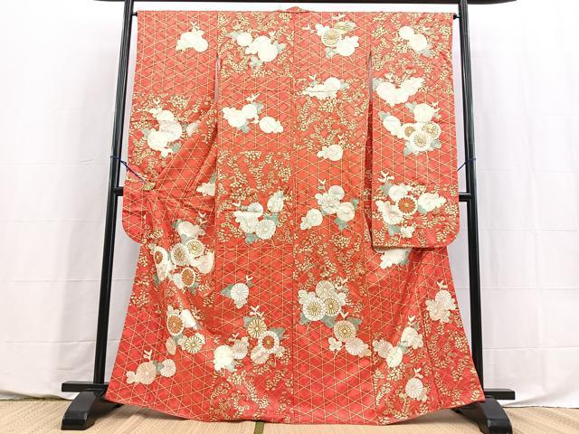 平和屋着物■豪華振袖 駒刺繍 籠目草花文 金彩 正絹 逸品 BAAY5795yc