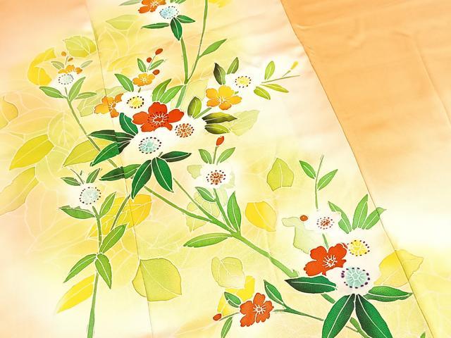 平和屋着物■訪問着 草花文 暈し染め 正絹 逸品 未使用 BAAY5803yc