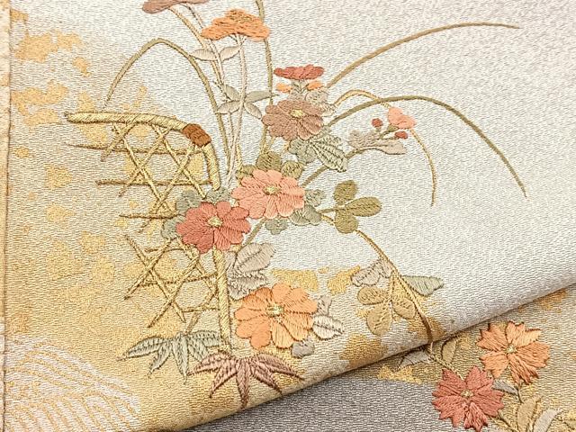平和屋着物■訪問着 刺繍 道長花文 暈し染め 金彩 正絹 逸品 BAAY5809yc