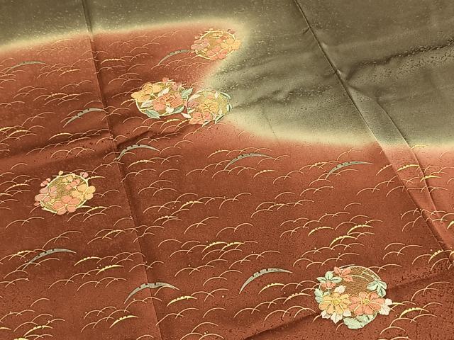 平和屋着物■訪問着 駒刺繍 花丸文 暈し染め 金彩 鈴乃屋扱い 正絹 逸品 BAAY5811yc