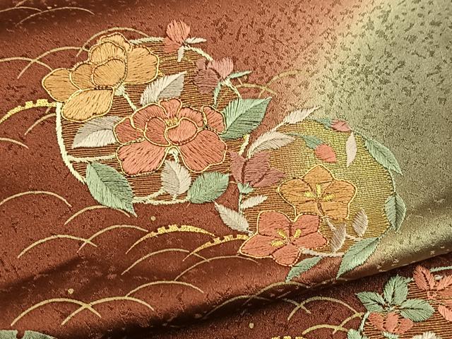 平和屋着物■訪問着 駒刺繍 花丸文 暈し染め 金彩 鈴乃屋扱い 正絹 逸品 BAAY5811yc