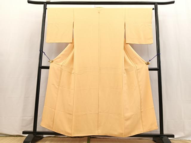 平和屋着物■上質な色無地 霞地紋 蜂蜜色 正絹 逸品 BAAY5813yc