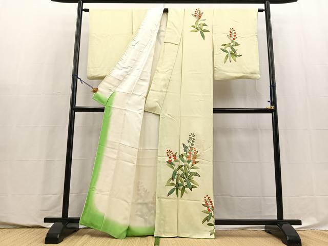 平和屋着物■訪問着 刺繍 草花文 金彩 正絹 逸品 BAAY5824yc