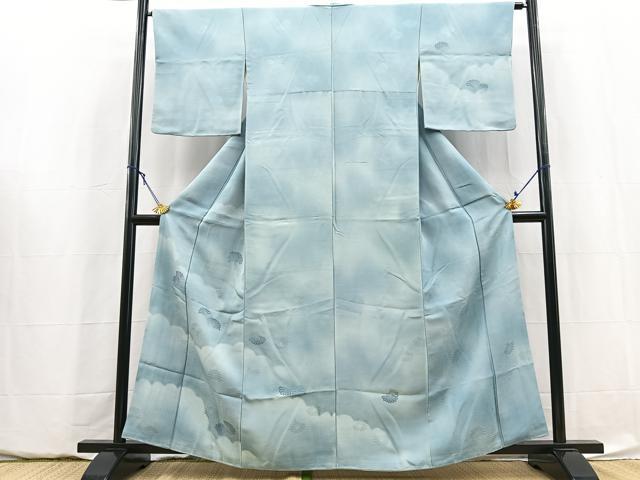 平和屋着物■訪問着 地紋起こし 雲重ね菊花文 暈し染め 正絹 逸品 BAAY5827yc