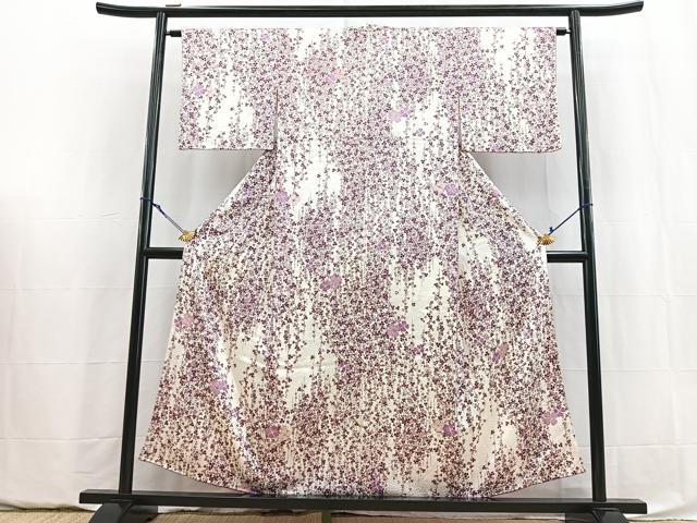 平和屋着物■上質な小紋 草花文 金彩 正絹 逸品 BAAY5829yc