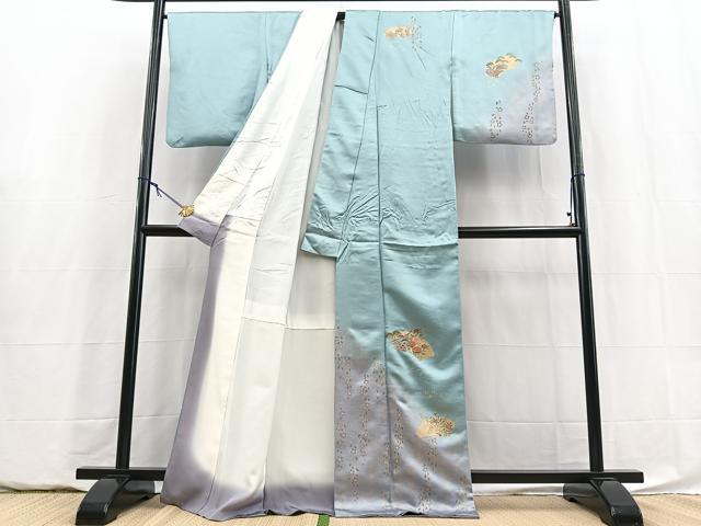 平和屋着物■訪問着 刺繍 地紙花文 暈し染め 金彩 正絹 逸品 BAAY5834yc