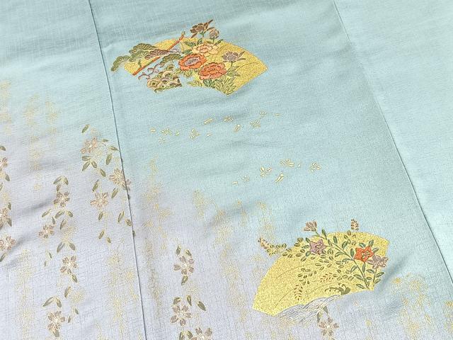 平和屋着物■訪問着 刺繍 地紙花文 暈し染め 金彩 正絹 逸品 BAAY5834yc
