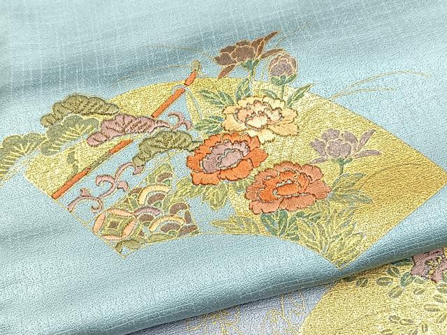 平和屋着物■訪問着 刺繍 地紙花文 暈し染め 金彩 正絹 逸品 BAAY5834yc