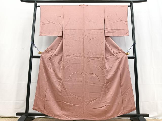 平和屋着物■色留訪問着 色無地 格天井花地紋 退紅色 正絹 逸品 BAAY5835yc