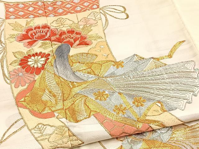 平和屋着物■豪華振袖 総刺繍 駒刺繍 十二単 暈し染め 正絹 逸品 BAAY5839yc