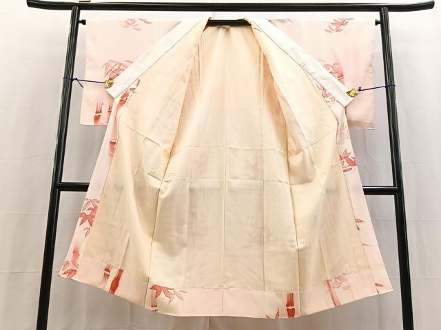 平和屋着物■長襦袢 袷 手描き 笹竹文 正絹 逸品 BAAY5846yc