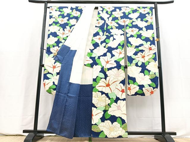 平和屋着物■豪華振袖 駒刺繍 椿 金彩 正絹 逸品 BAAY5859yc