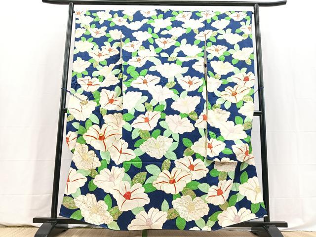 平和屋着物■豪華振袖 駒刺繍 椿 金彩 正絹 逸品 BAAY5859yc