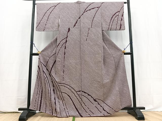 平和屋着物●訪問着 総絞り 枝垂れ柳文 正絹 逸品 BAAY5863yc