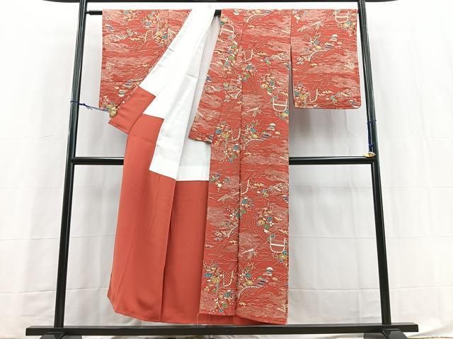 平和屋着物■上質な小紋 型染め 御所解花文 正絹 逸品 未使用 BAAY5873yc