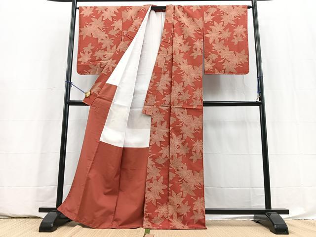 平和屋着物■上質な紬 楓文 正絹 逸品 未使用 BAAY5874yc
