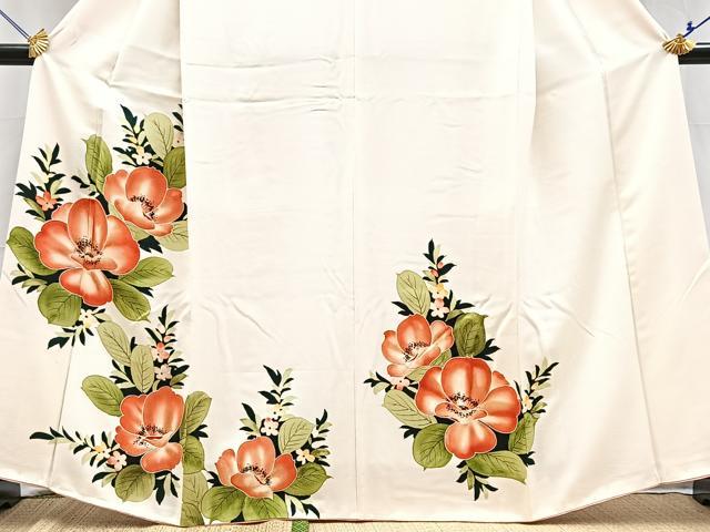 平和屋着物■訪問着 手描き 草花文 正絹 逸品 BAAY5876yc