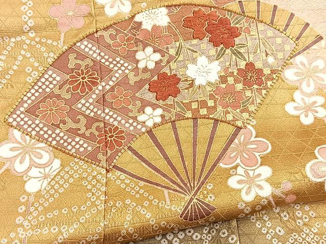 平和屋着物■訪問着 駒刺繍 扇面花文 暈し染め 金彩 やまと誂製 正絹 逸品 BAAY5880yc