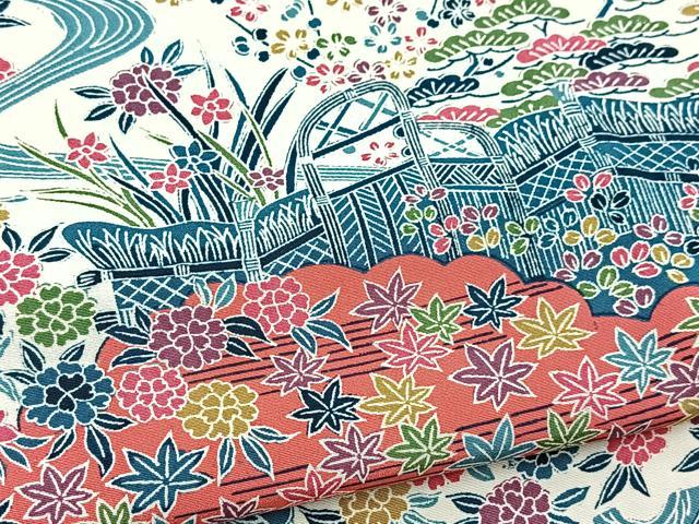 平和屋着物■上質な小紋 型染め 流水風景花文 正絹 逸品 BAAY5882yc