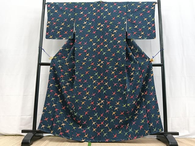 平和屋着物■上質な小紋 飛鶴文 正絹 逸品 未使用 BAAY5887yc
