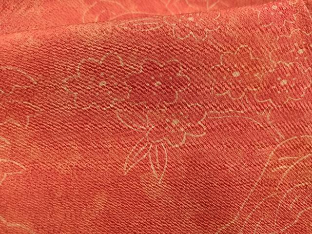 平和屋着物■上質な小紋 風景花文 鬼しぼ縮緬 正絹 逸品 BAAY5888yc