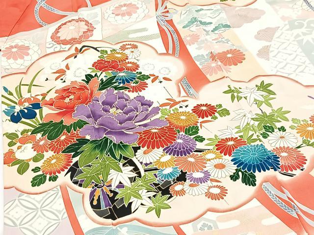 平和屋着物■豪華振袖 几帳花車文 金彩 正絹 逸品 BAAY5896yc