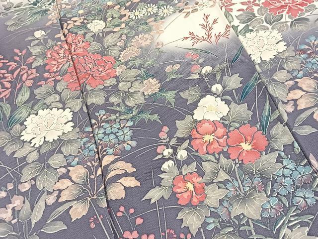 平和屋着物●訪問着 草花文 暈し染め 正絹 逸品 BAAY5898yc