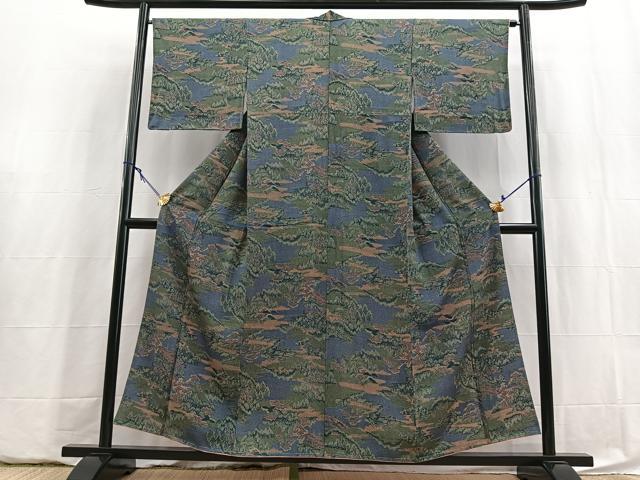 平和屋着物■本場染大島紬 風景樹林文 正絹 逸品 BAAY5910yc