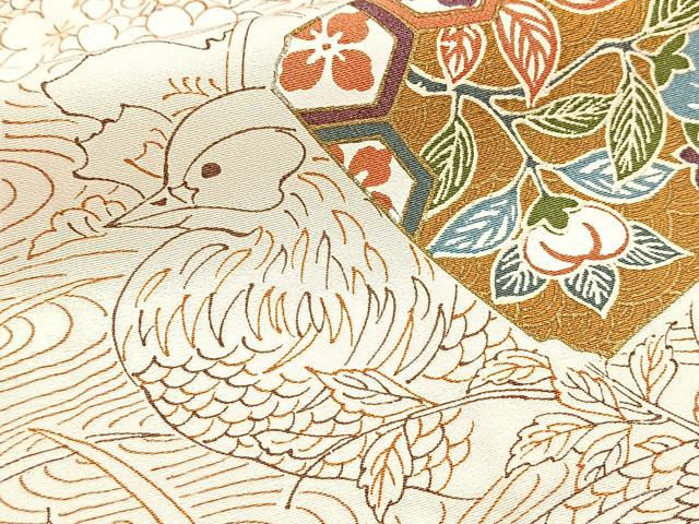 平和屋着物■上質な小紋 破れ色紙動物花文 金彩 正絹 逸品 BAAY5913yc