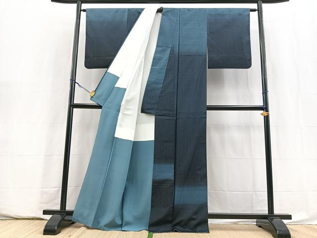 平和屋着物■訪問着 紬地 横段文 正絹 逸品 BAAY5915yc