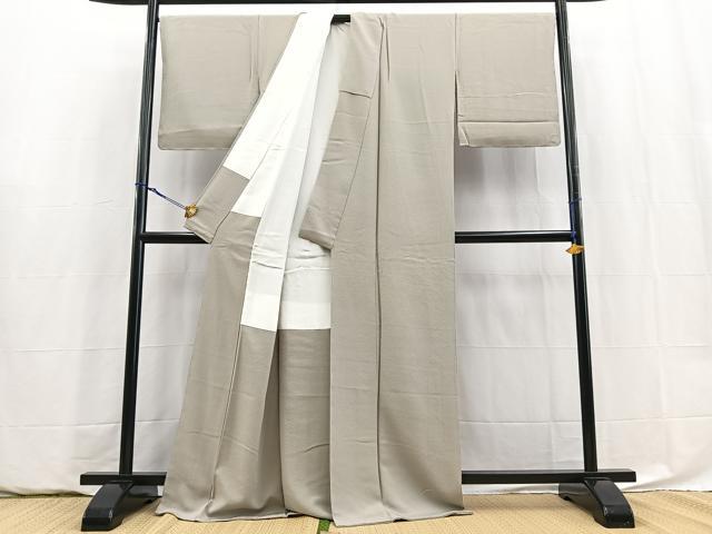 平和屋着物■上質な色無地 薄梅鼠色 正絹 逸品 BAAY5927yc