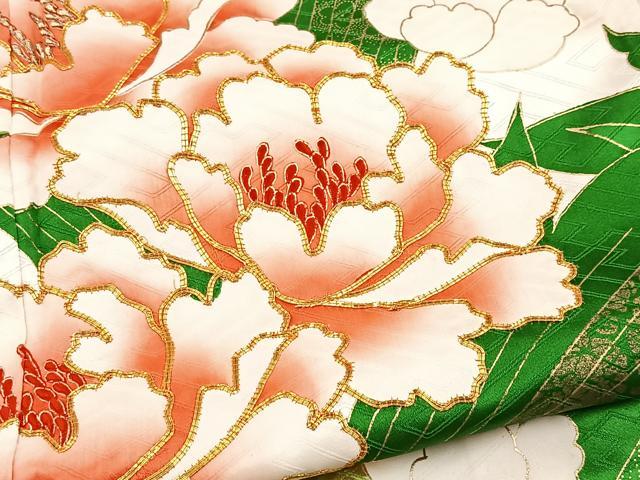平和屋着物■豪華振袖 駒刺繍 草花文 金彩 正絹 逸品 BAAY5928yc