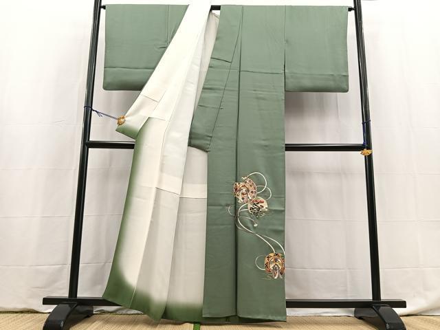 平和屋着物■色留訪問着 総刺繍 鏡裏花文 金糸 正絹 逸品 BAAY5936yc