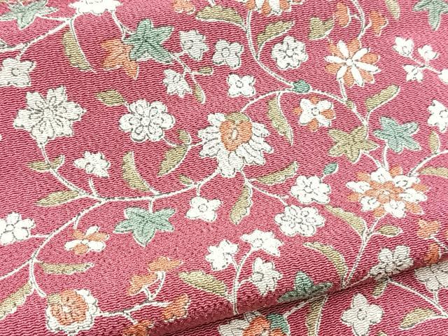 平和屋着物■上質な小紋 更紗花文 鬼しぼ縮緬 正絹 逸品 BAAY5937yc