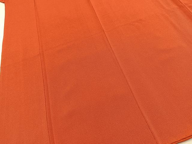 平和屋着物●上質な色無地 赤丹色 鬼しぼ縮緬 正絹 逸品 BAAY5939yc