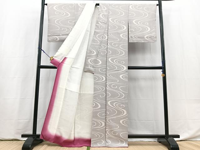 平和屋着物■上質な紬 120亀甲 流水文 正絹 逸品 BAAY5942yc