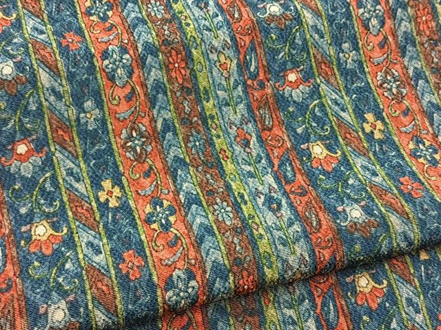 平和屋着物■上質な小紋 更紗間道 鬼しぼ縮緬 正絹 逸品 BAAY5948yc