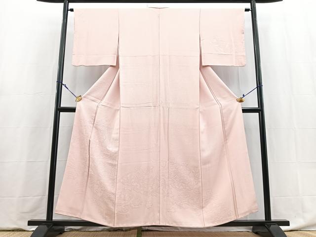 平和屋着物▼無地絵羽訪問着 辻が花地紋 薄桃色 正絹 逸品 BAAY5950yc