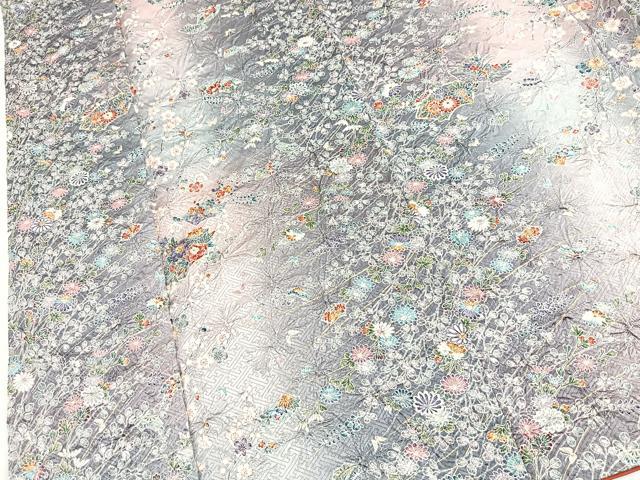 平和屋着物■上質な小紋 絞り 地紙花蝶文 暈し染め 金彩 正絹 逸品 BAAY5951yc