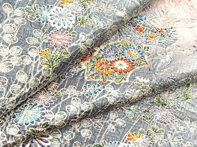 平和屋着物■上質な小紋 絞り 地紙花蝶文 暈し染め 金彩 正絹 逸品 BAAY5951yc