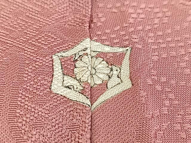 平和屋着物■上質な色無地 作家物 草葉地紋 長春色 正絹 逸品 BAAY5955yc