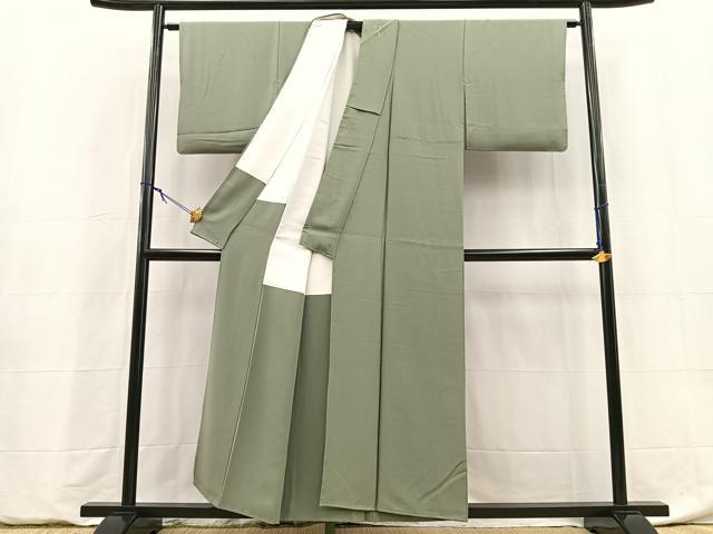 平和屋着物■上質な色無地 利休鼠色 正絹 逸品 BAAY5962yc