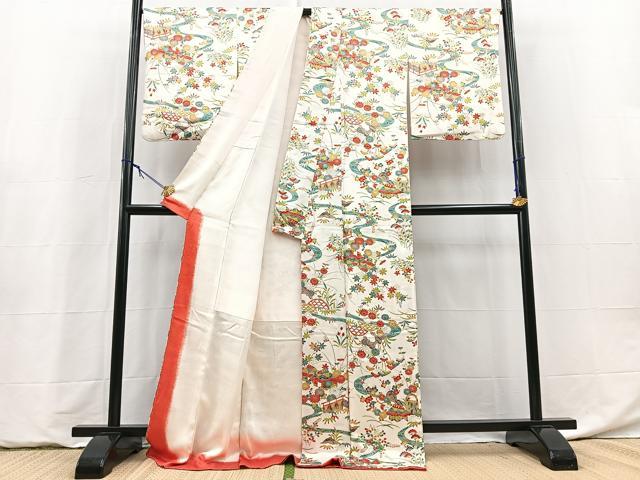 平和屋着物■上質な小紋 松竹梅御所解花文 正絹 逸品 BAAY5976yc