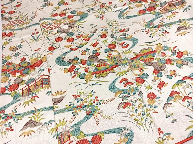 平和屋着物■上質な小紋 松竹梅御所解花文 正絹 逸品 BAAY5976yc