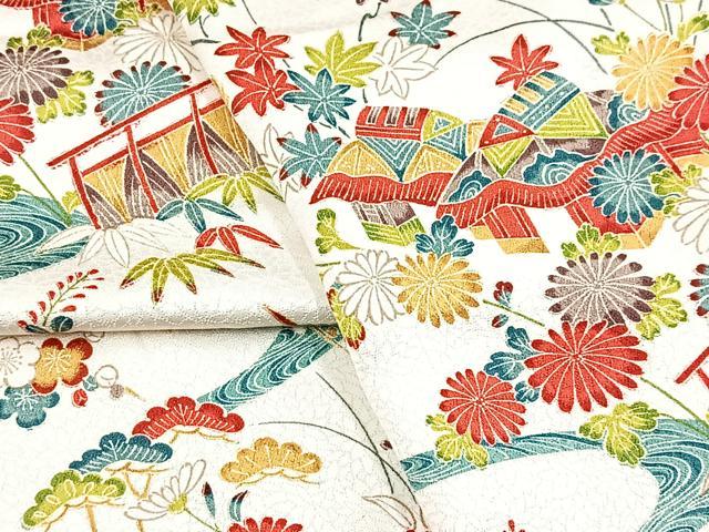 平和屋着物■上質な小紋 松竹梅御所解花文 正絹 逸品 BAAY5976yc